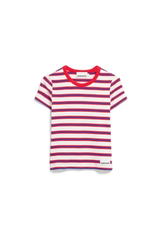 Armedangels - KARDAA STRIPE T-SHIRT light oatmilk-mars red-dynamo blue - Gr. - M