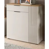 Inn.Furn Schuhkommode Skid (Kommode in Kaschmir Sand mit Eiche, 80 x 88 cm), Vollauszug und Fräsungen