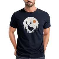 Neverless Print-Shirt Herren T-Shirt Frontprint Hirsch Wald Outdoor Natur Wildnis mit Print