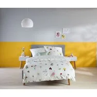 fleuresse Bettwäsche Fleuresse Mako-Satin Bettwäsche 135x200 Blüten Blätter Wiese Wende, Mako-Satin, 2 teilig, für Sommer und Winter