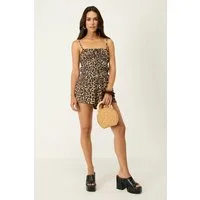 No Matter What Minikleid Leopardenmuster-Jumpsuit mit Trägern