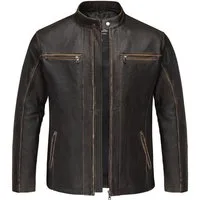 Amaci&Sons Lederjacke JUNEAU Lederjacke Herren Vintage Zipper Lederjacke