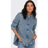 ONLY Jeansbluse ONLVERA L/S FLOWER EMB SHIRT DNM YOR