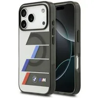 BMW Handyhülle M Tricolor Case kompatibel mit iPhone 17 Pro grau 6.1, Magnetisch für stabilen Halt und komfortables Schnellladen