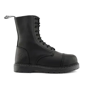 Grinders Unisex-Schnürstiefel aus schwarzem Leder mit Stahlkappe – Stag ACS