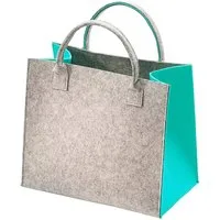 Kobolo Einkaufsshopper Filztasche hellgrau mit türkisen Seiten 35x20x30cm, 20 l