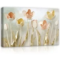Wallarena Leinwandbild Blumen - Mehrfarbig - Elegant - Wohnzimmer, Blumen, 60x40x2cm