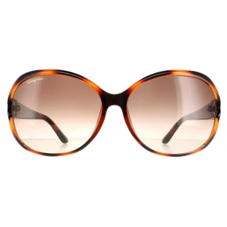 Salvatore Ferragamo Oval Damen Schildkröte Braun Verlauf SF770SA