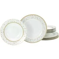 CreaTable Tafelservice Emilja, Tafel-Service 12-tlg (12-tlg), 6 Personen, Porzellan, Teller Set, Blumendekor