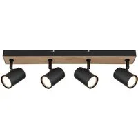 GLOBO LIGHTING Deckenspot ROBBY, ohne Leuchtmittel, Strahler Schwarz/MDF Holzoptik, beweglich, GU10 35W