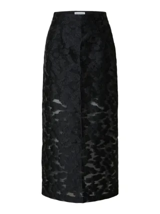 Selected - Blumenprint Maxirock schwarz - Gr. - 36