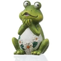 MARELIDA Gartenfigur verträumter Frosch Rosie Dekofigur Tierfigur für Beet Gartendeko 16cm