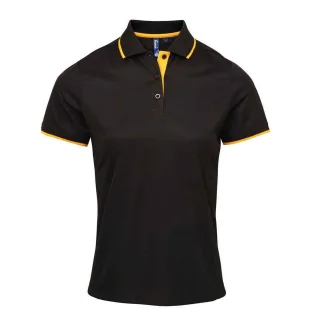 Premier - "Coolchecker" Poloshirt für Damen (Schwarz/Sonnenblume)