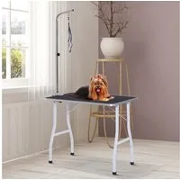PawHut Hundeschermaschine Hundepflegetisch für Haushaltsbaden Haartrocken und Haarschneiden, Haustierpflegetisch, Schwarz 91,5 x 61,5 x 76 cm