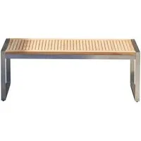 Tikamoon Gartenstuhl Gartenbank Bank Teak Edelstahl Lattenoptik Massivholz Tikamoon