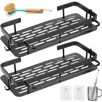 BlingBin Duschablage Ohne Bohren, Wasserdichter und Rostfreier Duschregal Aluminium, 2er Set 2-tlg., Badezimmer Duschablage Selbstklebendes für Bäder Küchen Duschgel