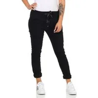 CLEO STYLE Stoffhose Damen Jogginghose 88 Schwarz