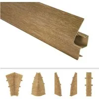Lemal Sockelleiste, PVC Fußleisten 60x26mm mit Kabelkanal - (Endkappe links) Bodenleiste Teppichleiste Sockel
