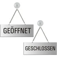 OFFORM DESIGN Hinweisschild Geöffnet Geschlossen 175x65 mm Aluminium Silber-matt eloxiert