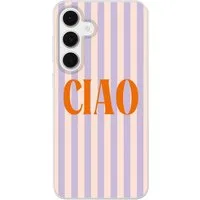 MuchoWow Handyhülle für Samsung Galaxy S24 FE Ciao - Zitat - Pastell - Streifen, Phone Case, Silikon, Schutzhülle Dünn