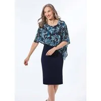 GOLDNER Abendkleid Elegantes Abendkleid mit Pailletten Midikleid mit Rundhals, Knielänge, ohne Arm und Chiffonüberwurf