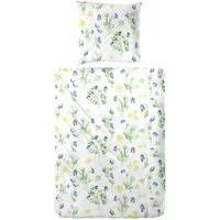 H.G. Hahn Haustextilien Bettwäsche Hahn Polycotton Bettwäsche Blumen Aquarell Blau, Baumwolle, 2 teilig