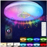 oyajia Deckenleuchte 50cm Musik LED Deckenlampe mit BT Lautsprecher, RGB Farbwechsel Lampe, LED fest integriert, RGB, Dimmbar mit Fernbedienung APP, für Schlafzimmer Wohnzimmer Bad Hotel