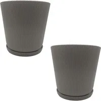 relaxdays Blumentopf mit Untersetzer 2er Set (2 St), Hellgrau