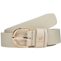 Tommy Hilfiger Ledergürtel ESSENTIAL EFFORTLESS 2.5 cm breit GOLD Logoemblem, weiche Haptik, ovale Einfachdornschließe