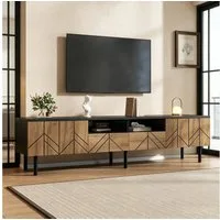 Merax Lowboard in Schwarz-Holzoptik (1 St), TV-Schrank mit 2 Türen, 2 Schubladen & Stauraum, 180x40x45 cm
