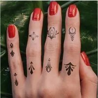 Inkster Schmuck-Tattoo Dunkle kleine Ornamente Finger Tattoos, wasserfestes temporäres Tattoo, 2 Wochen Halt