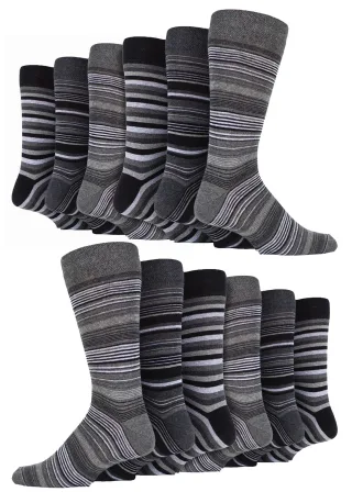 12 Paar Multipack Herren Baumwolle bunt gestreiften Kleid Socken | Socken Snob | gemusterten Business Casual Dress Socken - Buenos Aires