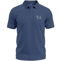 Neverless Poloshirt Poloshirt Herren mit Dackel Print – Kurzarm Polohemd aus Baumwolle – mit Print