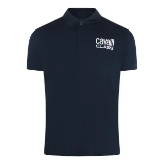 Cavalli Class Poloshirt Mit Auffälligem Logo In Marineblau