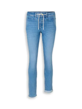Tom Tailor - TTMAYA TAPERED Stretch Jeans mit Kordelzug bright blue denim - Gr. - 32