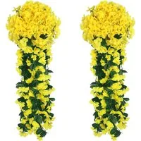 Kunstpflanze 2 Stück Künstlich Hängende Blumen, Blauregen Efeublumen Glyzinien, TUWENA, Kunstblumen Veilchen Hgende Blumen für Außen Innen Hochzeit Terrasse