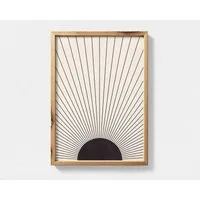 TPFLiving Kunstdruck (OHNE RAHMEN) Poster - Leinwand - Wandbild, Boho Dekor Sunburst abstrakte Sonne Ozean Palme Leinwand (Leinwandbild XXL), Farben: Schwarz, Blau, Braun, Beige, Weiß - Größe: 20x30cm