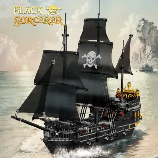 653000 Black Sorcerer Ship Building Blocks Skeleton Ghost Boat Model Assembly Bricks Toys Desktop Decoration Kid Birthda
