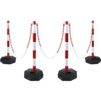 FIVMEN Absperrpfosten 82x28x28cm Kettenpfosten aus Kunststoff Absperrung (4-tlg), Sperrpfosten für die Verkehrskontrolle oder Warnung an der Auffahrt