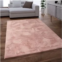 KADIMA DESIGN Teppich waschbar Einfarbig Wohnzimmer schmutzabweisend Teppich Kurzflor, Rechteckig, Höhe: 14 mm, Florhöhe: 10 mm, 100% Polyester, Rechteckig, 60x90cm, Pink