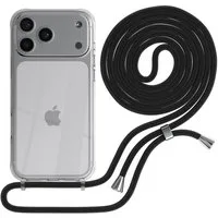 EAZY CASE Handykette Hülle mit Kette für Apple iPhone 17 Pro Max 6,9 Zoll, Handykette Hülle mit Band Slimcover Schutzhülle Schwarz