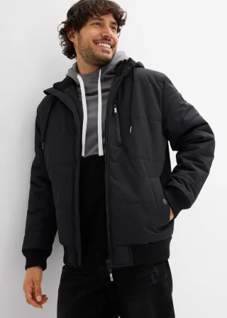 bonprix Winter-Steppjacke in Blousonform mit Kapuze, schwarz, Gr.60, Gesteppter Winterblouson mit Kapuze