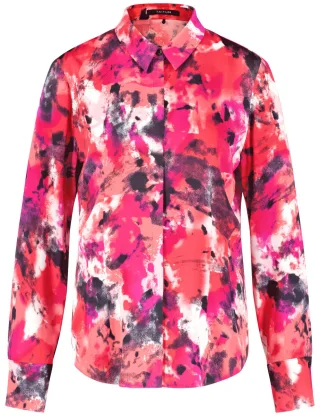TAIFUN - Taillierte Hemdbluse mit Allover-Print rot - Gr. - 36