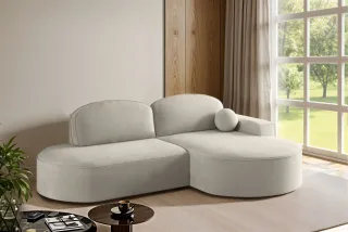 Ecksofa Schlafsofa Sofa GIRONA Stoff Salvador Beige Ottomane Rechts