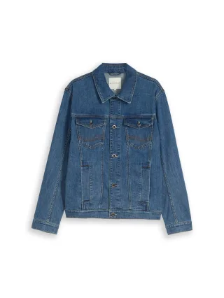 Tom Tailor - Jeansjacke mit aufgesetzten Taschen mid stone bright blue denim - Gr. - XL
