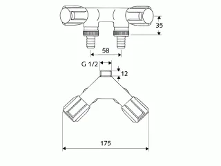 Schell NA-Doppelventil COMFORT mit RFV 1/2"chrom mit zwei Schlauchanschlüssen 033660699