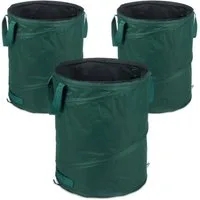 relaxdays Gartensack 3er Set Pop Up Laubsack 90 L