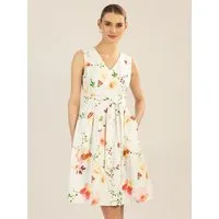 Apart Cocktailkleid aus matt glänzendem Satin mit allover Flower- Print