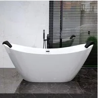 KOLMAN Rundwanne Freistehende Badewanne IVAR 180x80 + Kopfstütze KODI (2 stk)