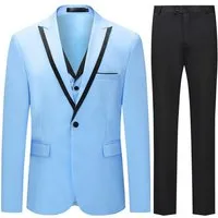 Allthemen Anzug (3 tlg) Slim Fit Elegante Anzüge mit Spitzen Revers